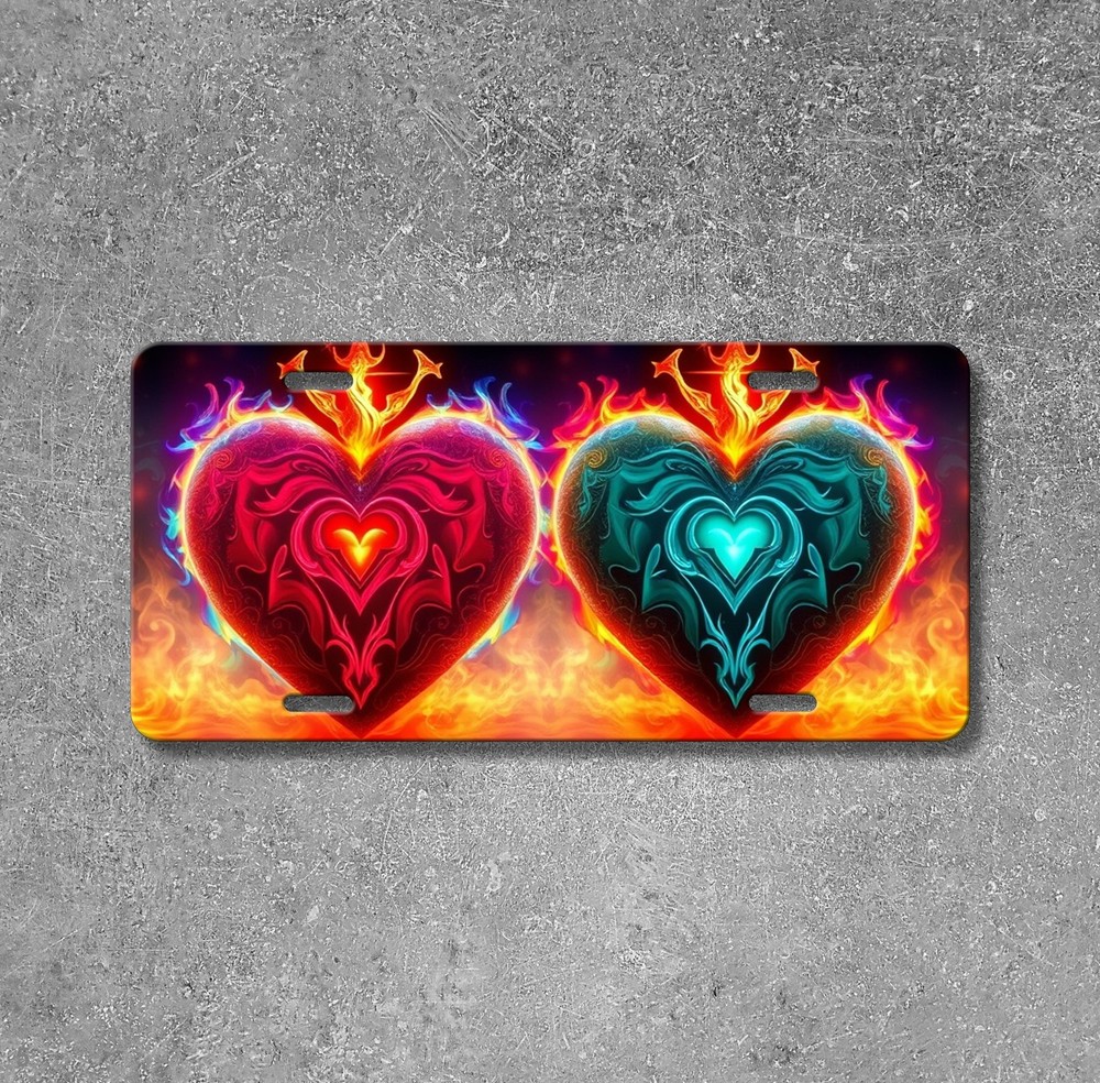 Modern Hearts License Plate Your Text Auto Tag Gift Idea