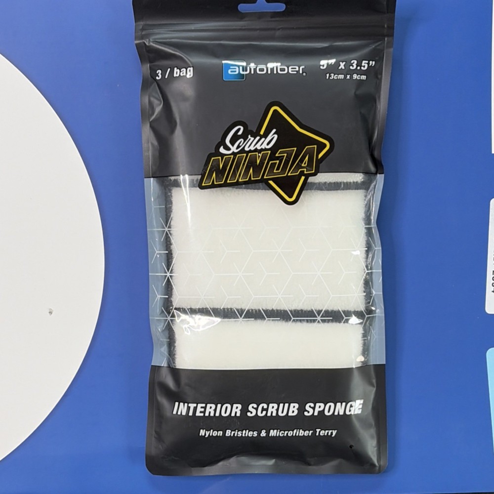 autofiber Scrub Ninja Interior Scrub Sponge 3-Pack Nylon Bristles Microfiber