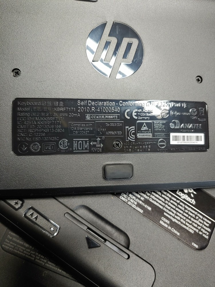 Wireless Keyboard Lot - Logitech, HP Hewlett-Packard *Untested* Missing USB Conn