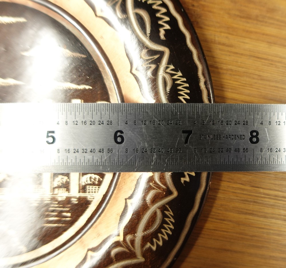 2 Decorative Etched Copper Wall Plates 7 3/8''