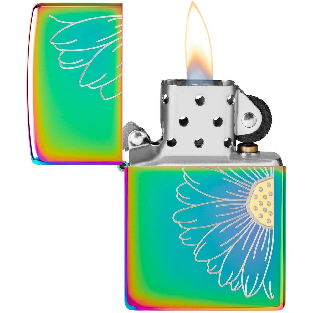Zippo Windproof Pocket Lighter Laser Two-Tone Daisy Design Multicolor 48668