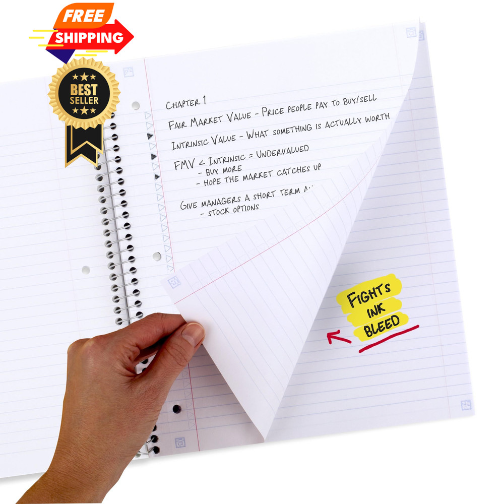 Five Star Spiral Notebook + Study App, 1 Subject, 1 Pack, Soft Petals Blue