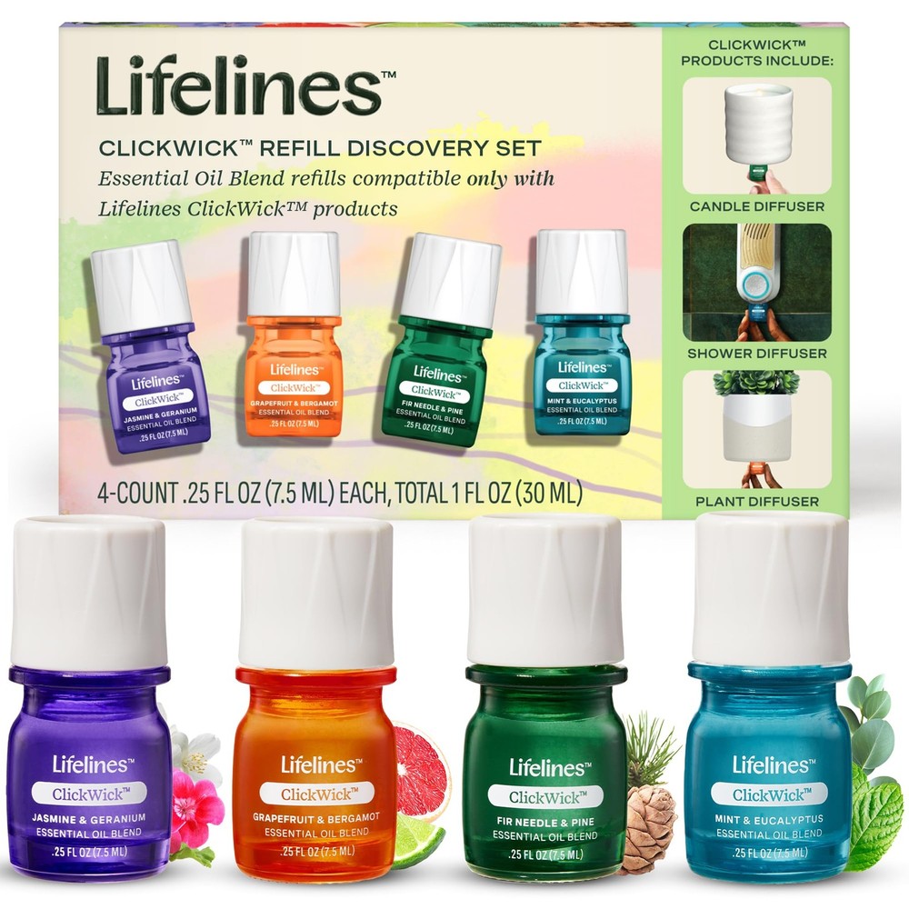 ClickWick Essential Oil Blends for Diffusers, 4-Pack Discovery Set - Essentia...