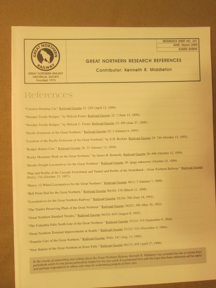 Great Northern Goat Reference Sheet 327 Great Northern Research Reference