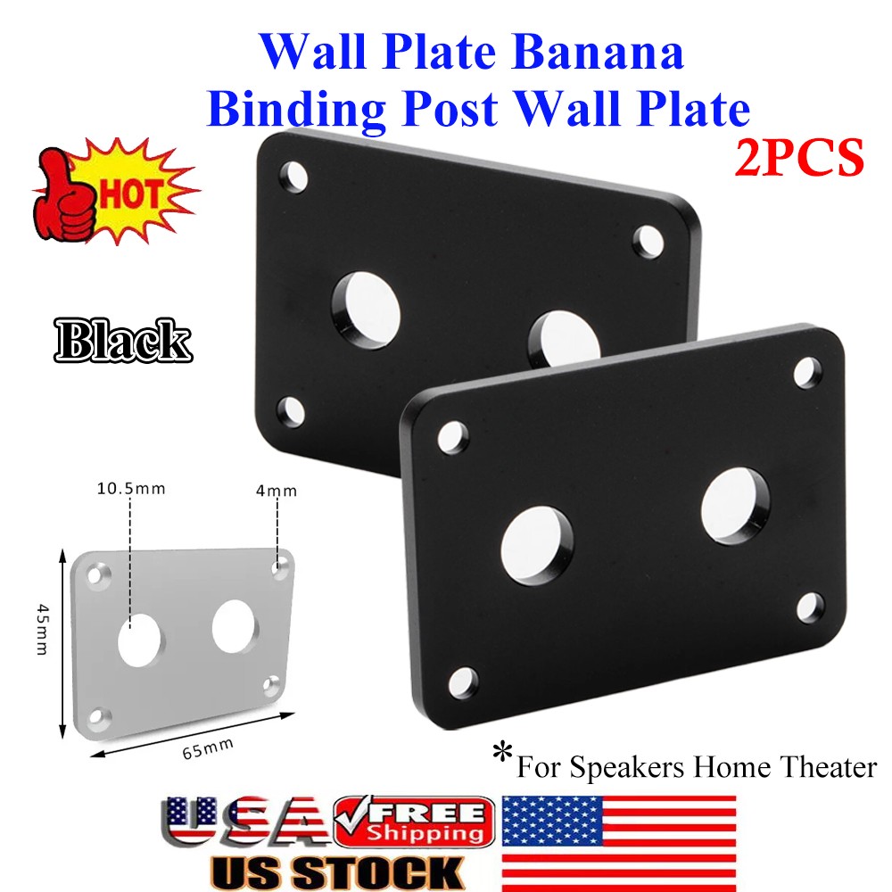 1PC Aluminum Banana Socket Plate Binding Post Speaker Panel Terminal Box Black
