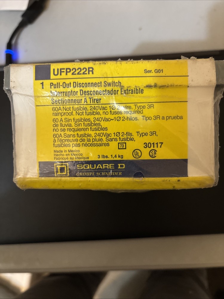 SQUARE D Schneider Electric UFP222R 60 Amp A/C Pull Out Switch NEW