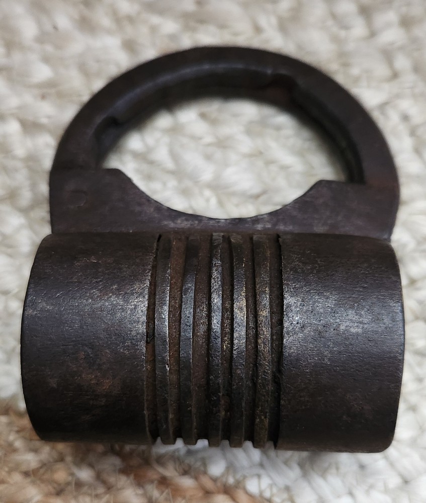 Collectible Old Iron Spring System Lock With Key
