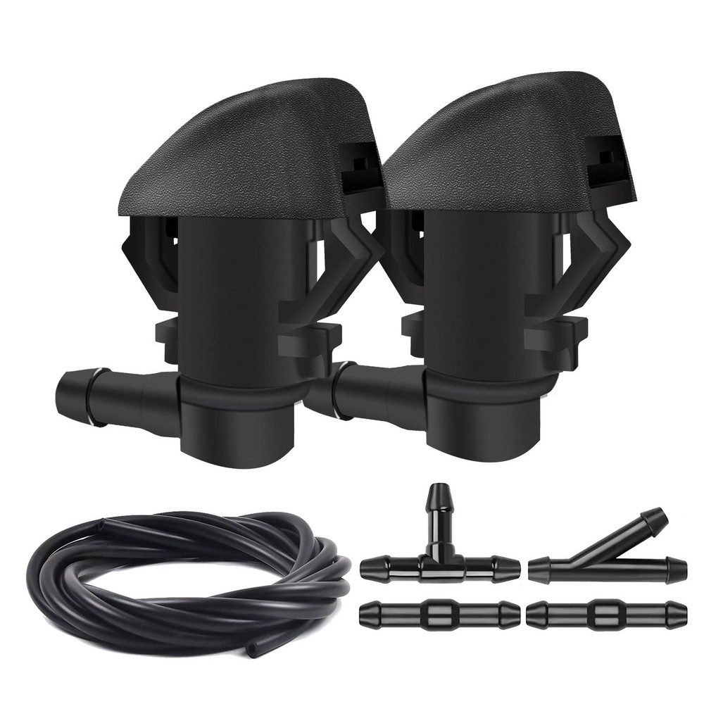 Windshield Washer Nozzles Kit, Front 7.87 inches, Black