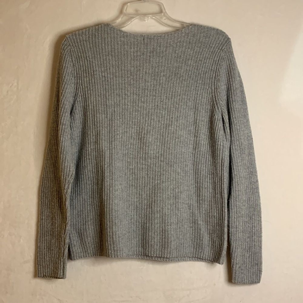 Halogen Wool Blend Pullover Gray Sweater Black Lace Up Size Small Petite