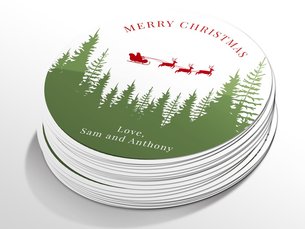 Personalised Christmas round sticker labels, custom stickers