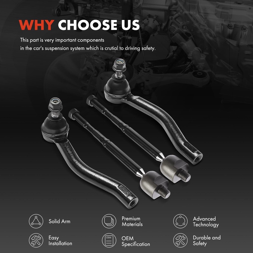 4Pcs Front Inner & Outer Tie Rod End for Nissan Versa 2012-2022 Micra Versa Note