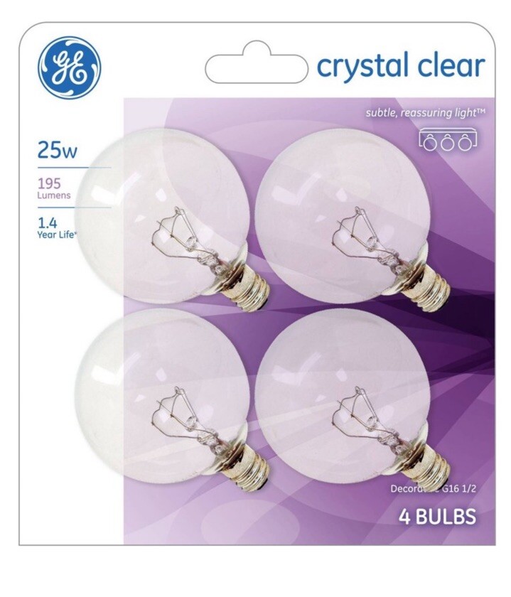GE 4 pk 25w Light Bulb White Bathroom Light Bulbs 195 Lumens E12 Base