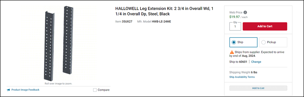 Grainger Leg Extension Kit NEW
