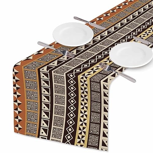 HOSNYE Table Runner Abstract African Geometric Patterns,Cotton pattern-B001
