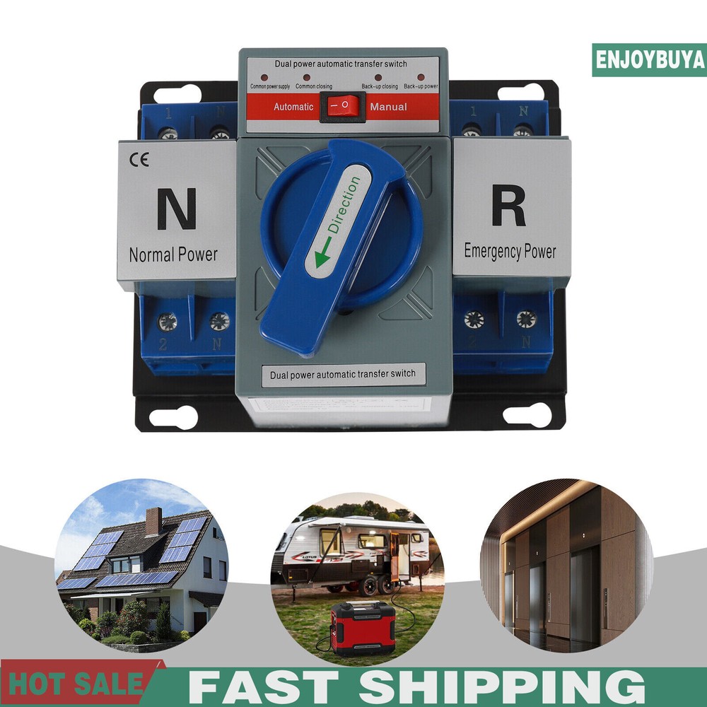 AC110V 2P 63A Mini Dual Power Automatic Transfer Switch Toggle Control Converts