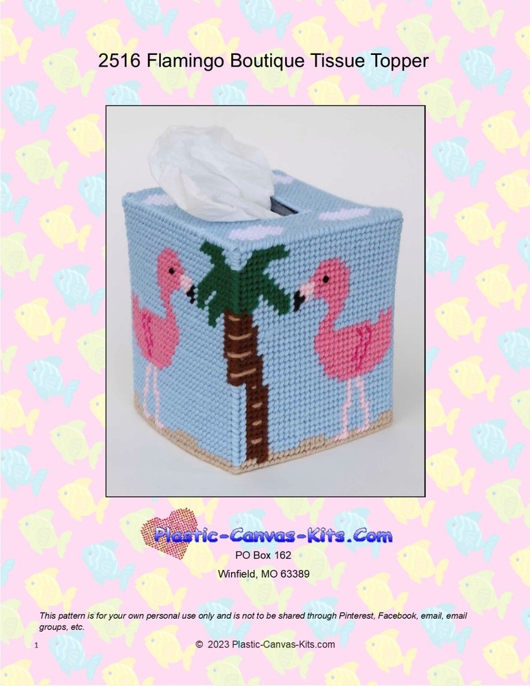 Flamingo Boutique Tissue Topper-Plastic Canvas Pattern or Kit