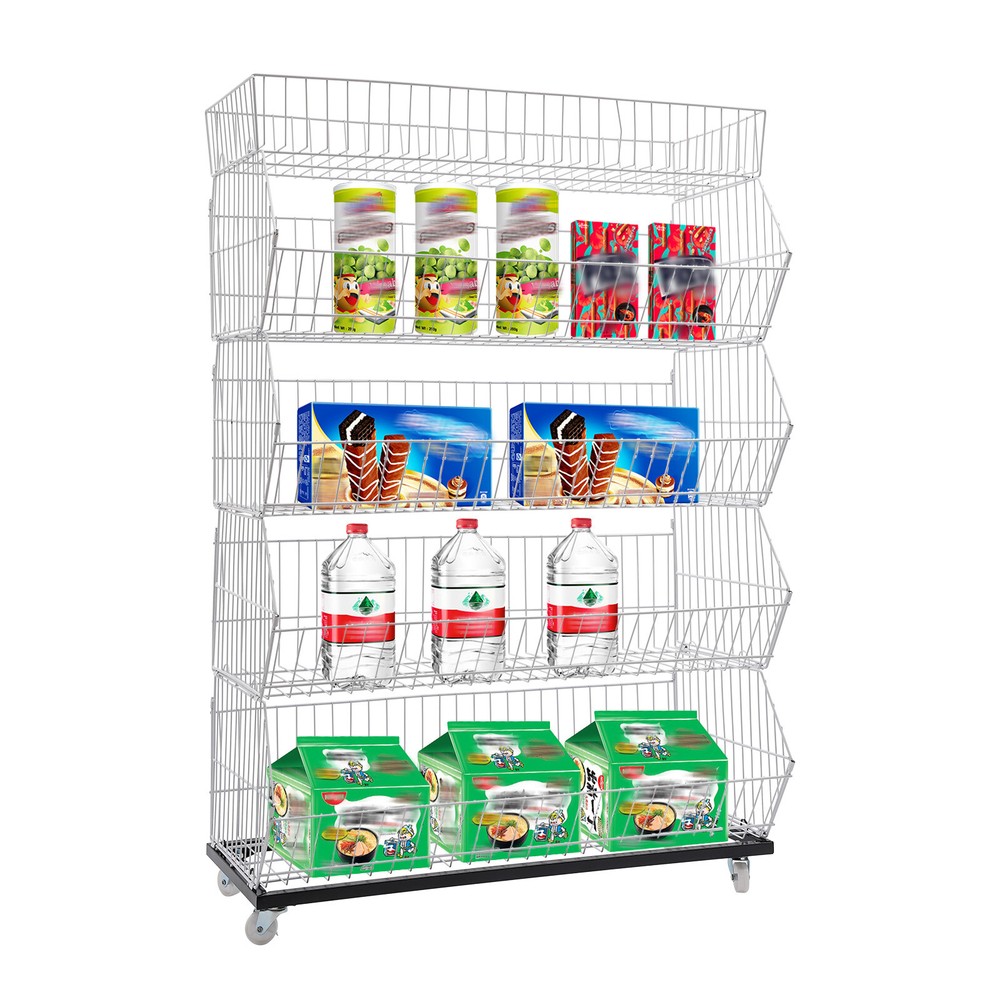 Retail Display Rack Shelf 5Tier White Wire Grid Merchandise Display Shelf US