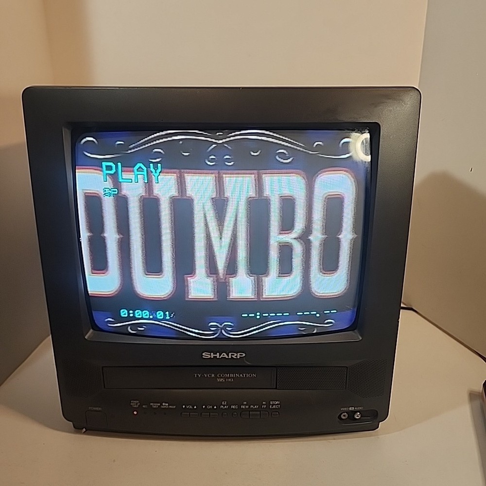 SHARP 13VT-K100 13" CRT TV/VCR COMBO w/ REMOTE Tested Working