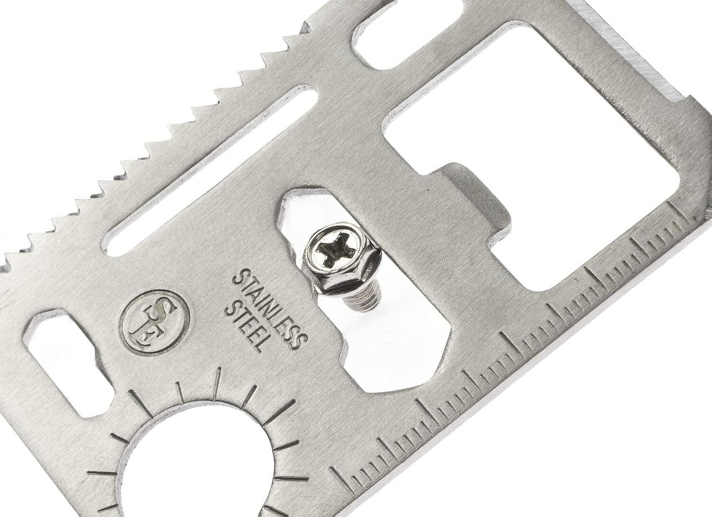 11-Function Stainless Steel Survival Pocket Tool – Credit Card Size + Case