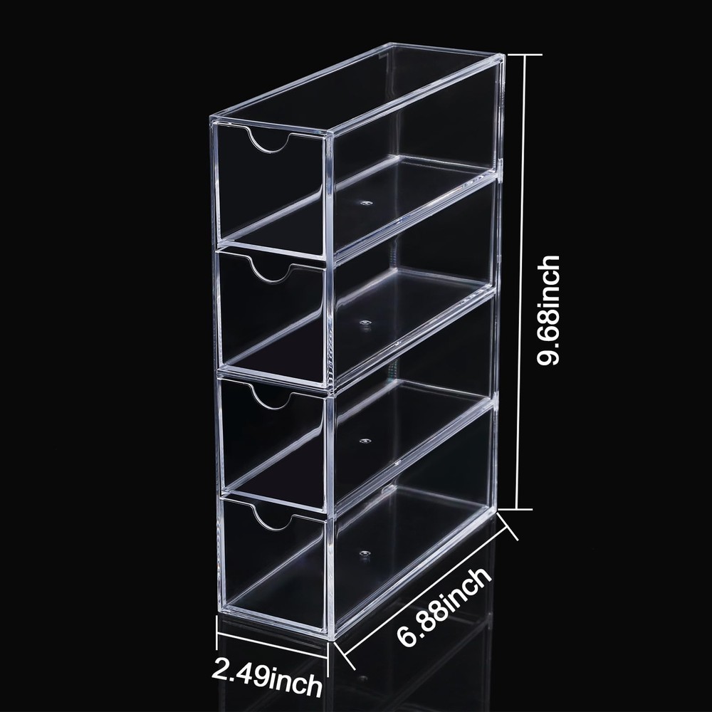 Acrylic Stackable Drawer Organizer with 4 Clear Drawers for Bathroom & Vanity...