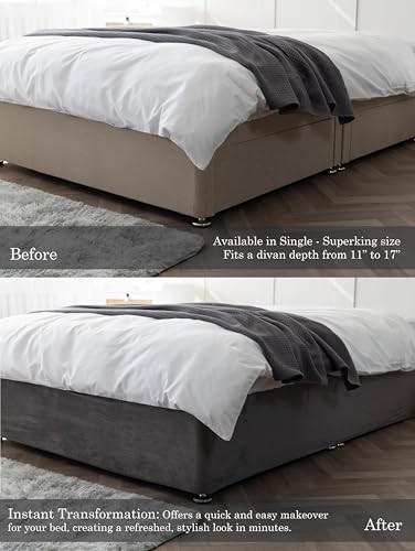 Box Spring Cover - Transform Your Bed with This Fully Elasticated Faux Suede &