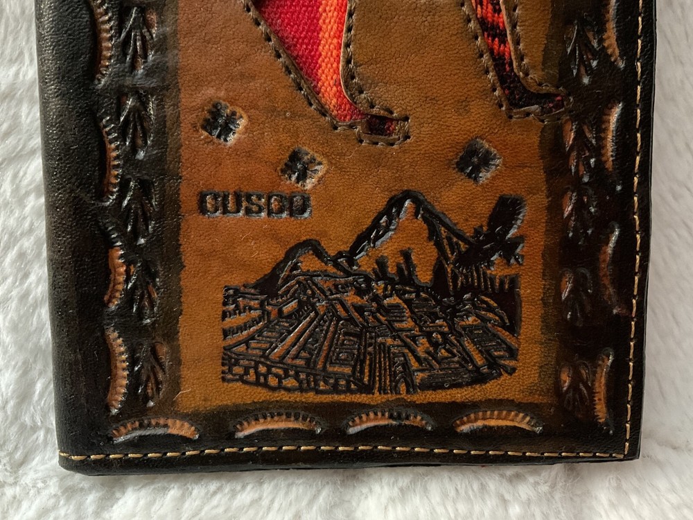 Handmade Tooled Leather 6.5” x 5” Notebook ,Journal /Cusco Peru / Lama
