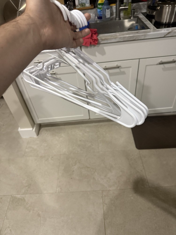 10 Pack White Plastic Clothes Hangers Space Saving and Smooth Storage