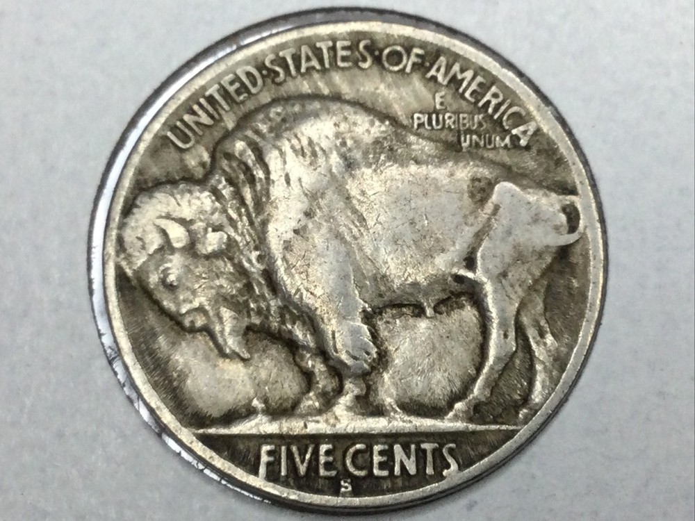 1936-S Buffalo Nickel in extra fine bearded man