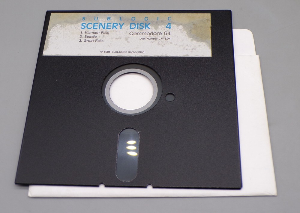 Vintage SUBLOGIC Flight Simulator SCENERY DISK 4 Pacific Northwest SEATTLE c64