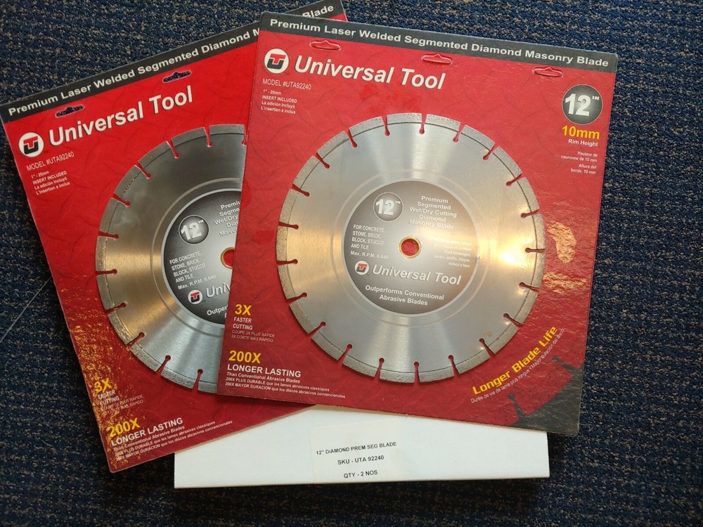 Two New Universal Tool 12" Laser Welded Segmented Diamond Masonry Blades