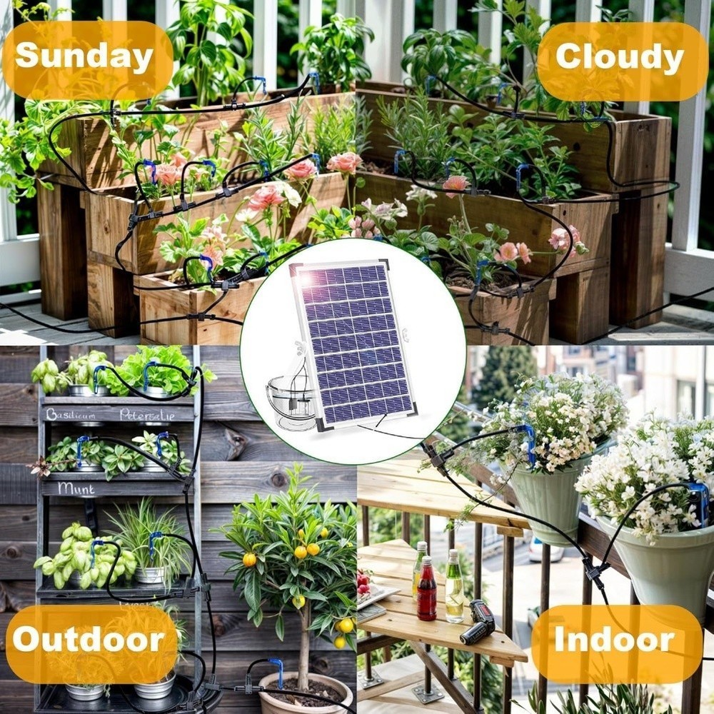Automatic Watering System Solar Powered Watering Home Gardening 5W Solar Panel