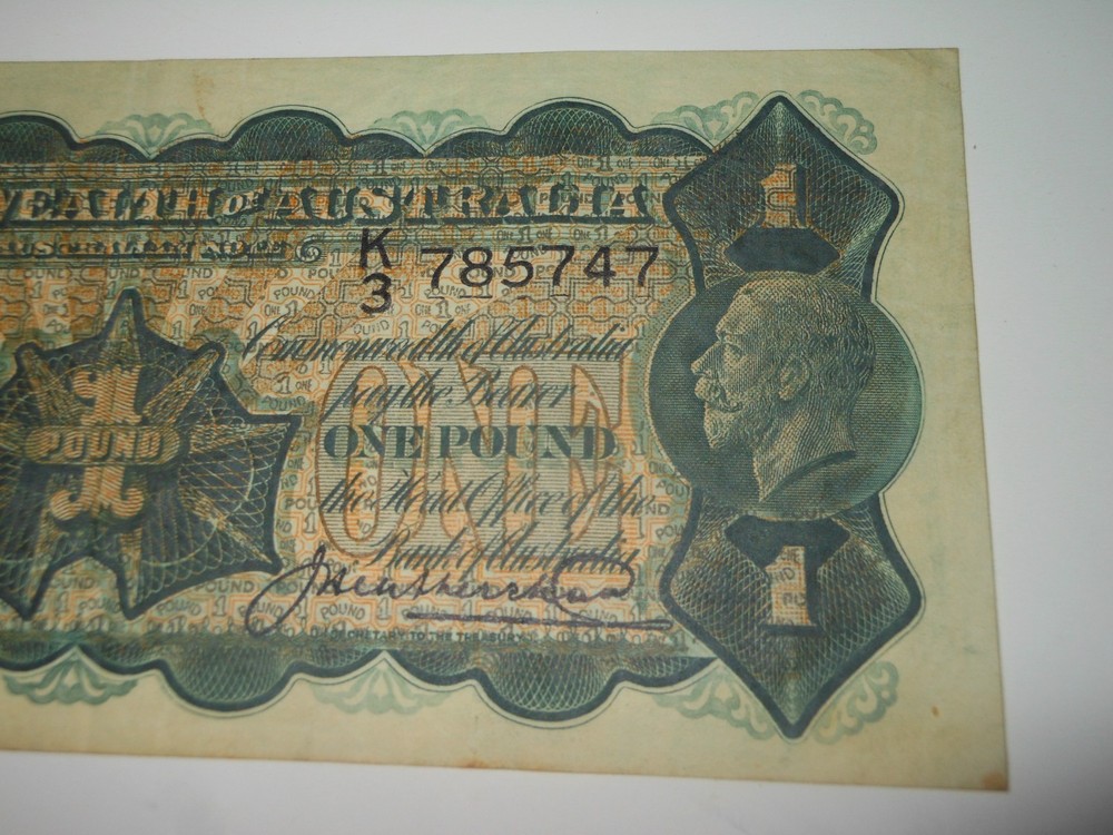 1927 One pound note Australia Riddle Heathershaw