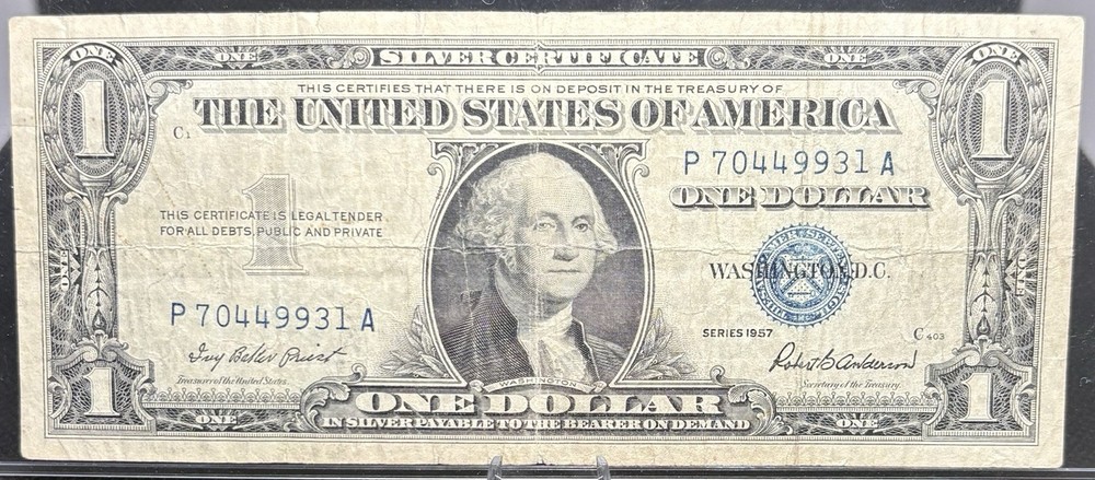 1957 $1 Note Silver Certificate, #P70449931A! 🔥🔥