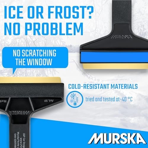 Long Handle Ice Scraper 2-Pack - Brass Blade Car Snow Scraper for Windshield