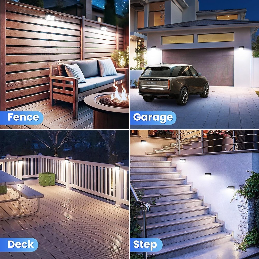 6 Pack Solar Motion Sensor Lights - 800 Lumen Outdoor Security Bright Lights
