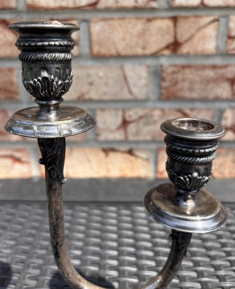 Vintage Silver Plated Double Candlestick Elegant D6132