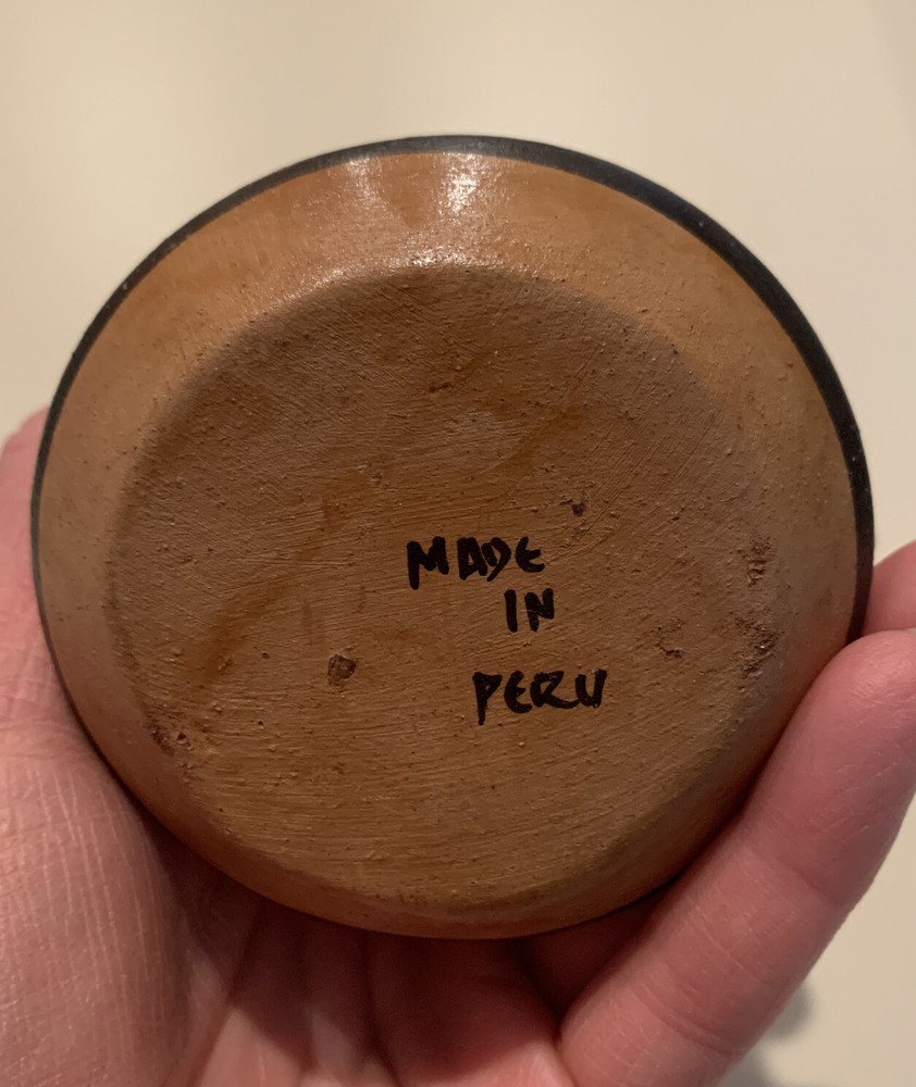 Inca Peruvian Pottery Hand Painted Small Vase