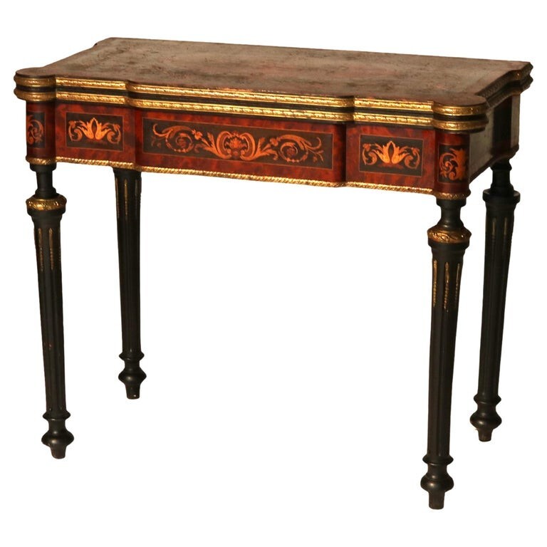 Antique Ebonized, Ormolu & Inlay Card Table C1880
