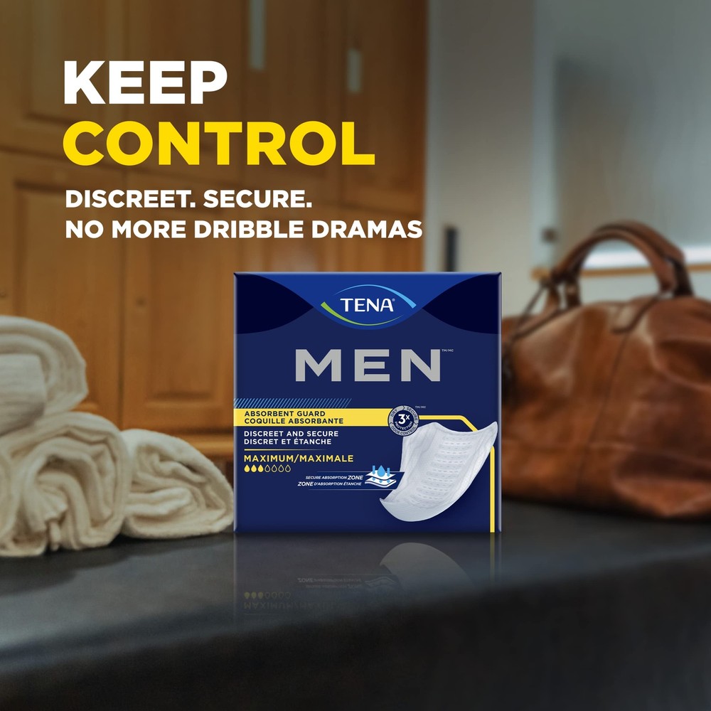 TENA Men Maximum Incontinence Guards 3X Protection Thin Discreet Design