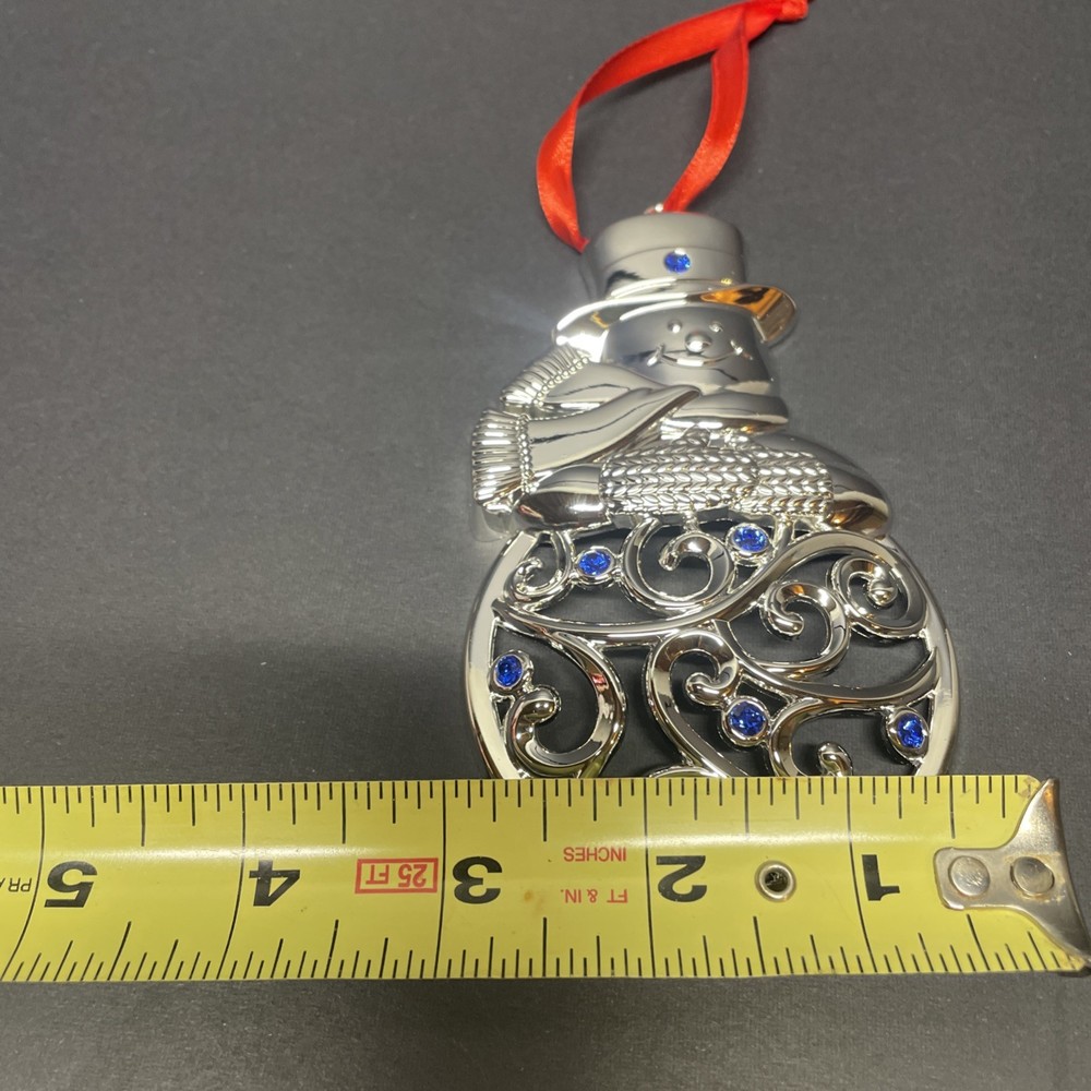 Lenox Sparkle & Scroll Silver Snowman Ornament