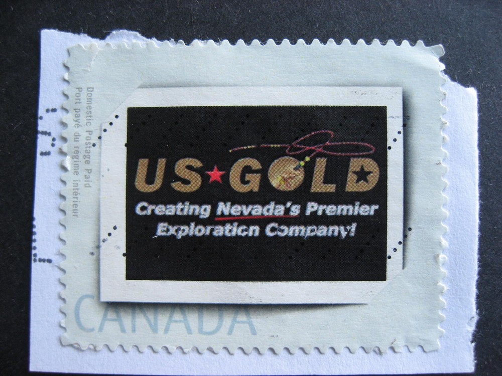 Canada Post personalized postage stamp, US Gold Exploration postally used faults
