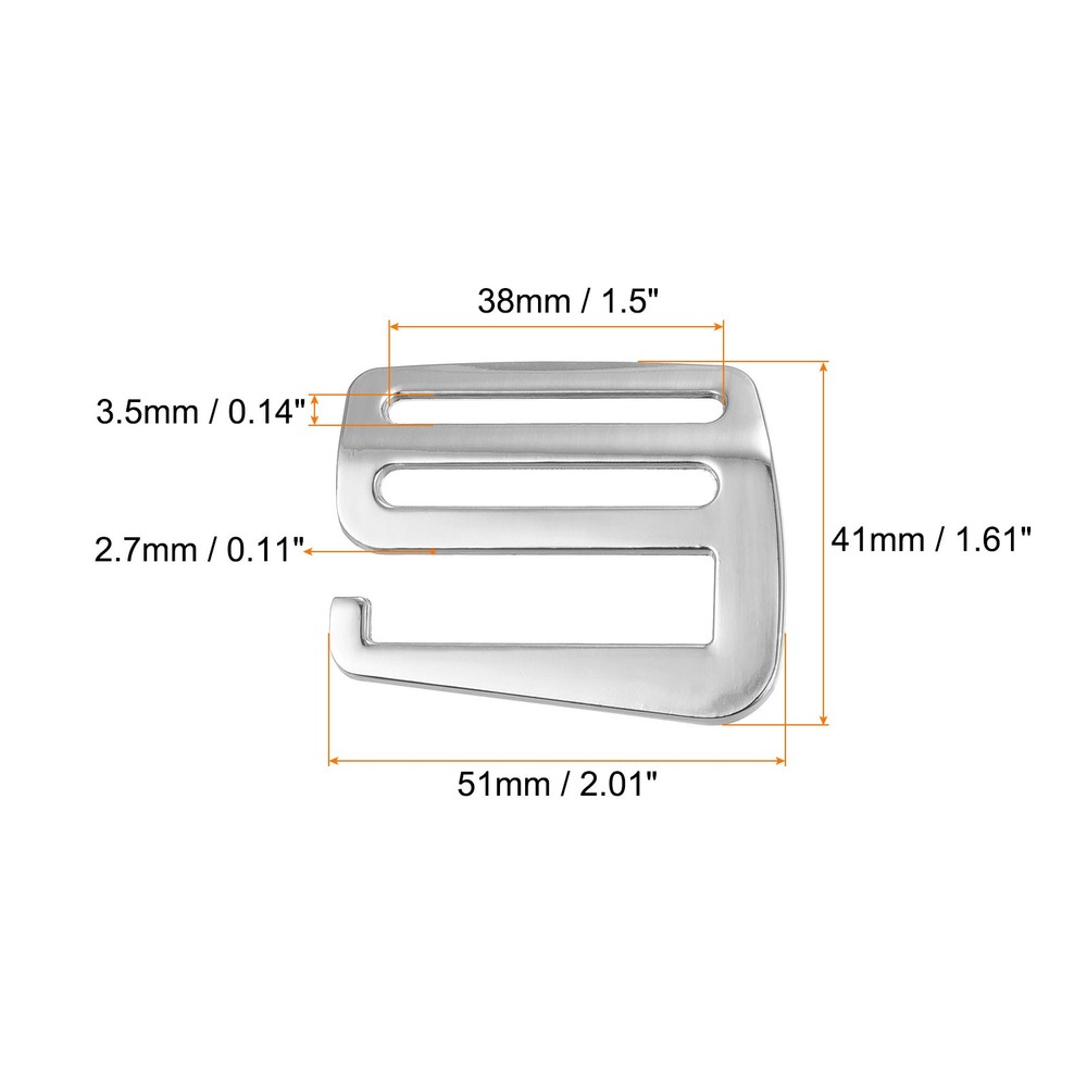 1.5" Webbing Release G Hook Buckle Adjuster for Backpack Strap, 2Pcs Silver