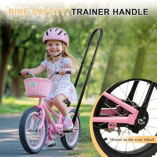 Professional Bike Training Handle, 6 Height Adjustable Push Handle for Black