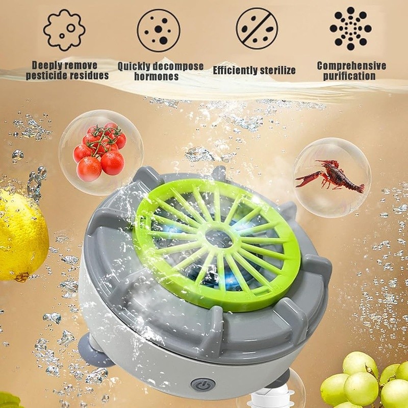 Portable Fruit Vegetable Washer Rechargeable Cyclone Cleaning Automatic Machine
