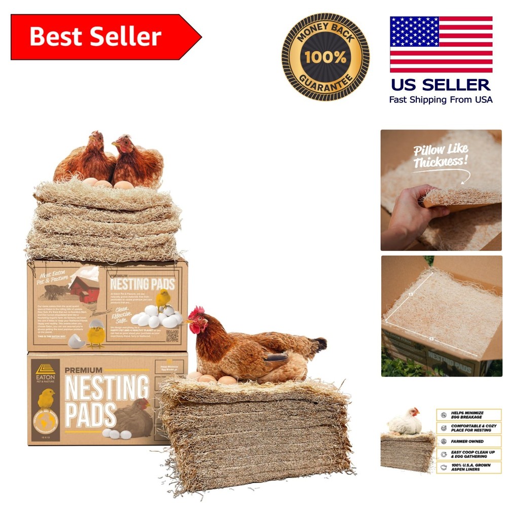 Comfortable Aspen Nesting Pads for Laying Hens - 10 Pack, Easy Egg Collection