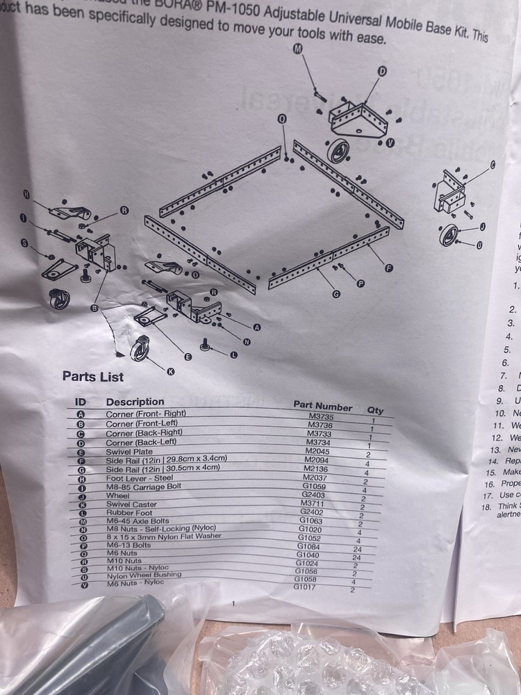 Bora Portamate Universal Mobile Base PM-1050