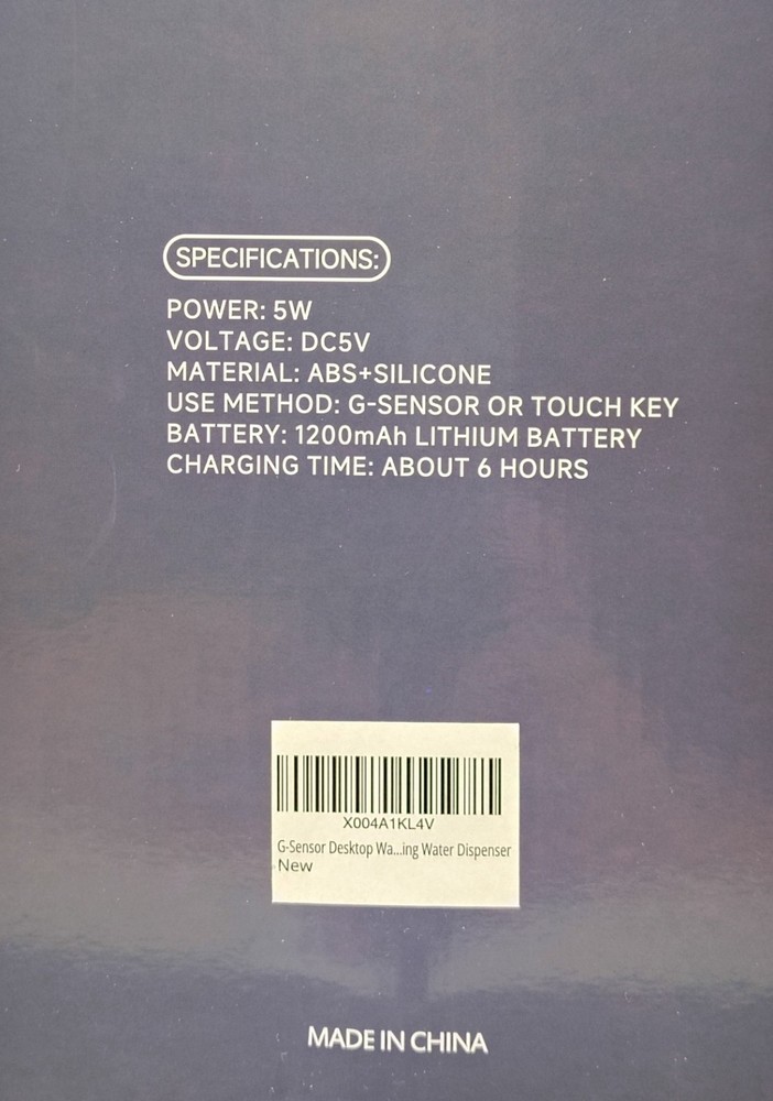 G-Sensor Desktop USB Charging Water Dispenser Black