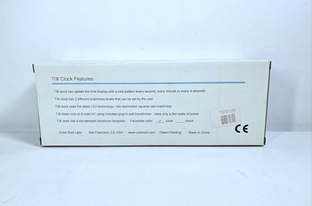 TIX Clock Cube Root Labs Pattern Generating Clock - Silver Face Plate