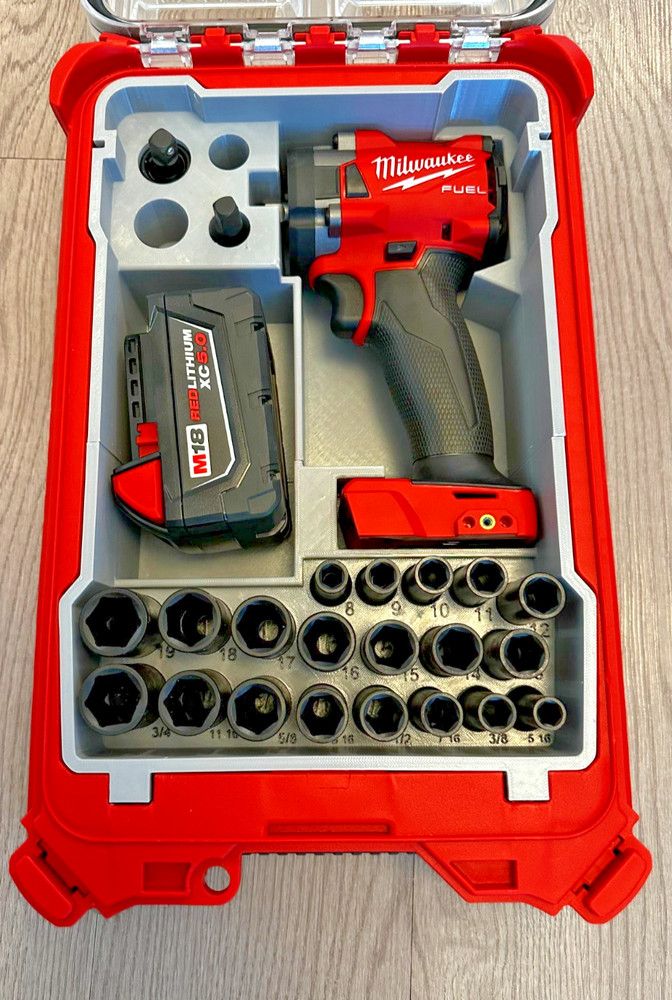 Milwaukee M18 3/8" Compact Impact PACKOUT Insert W/ Socket Organizer 3D