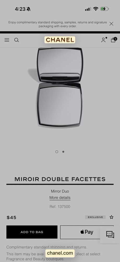 Chanel Mirror Duo Compact Double Facette Makeup Mirror Black
